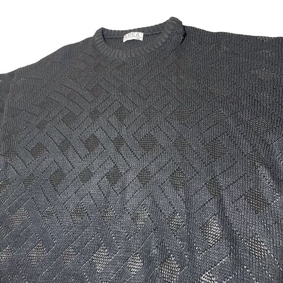 Vintage Area by Tag Geometric Knit Grandpa Sweater Retro Black USA Size Large - Picture 4 of 7
